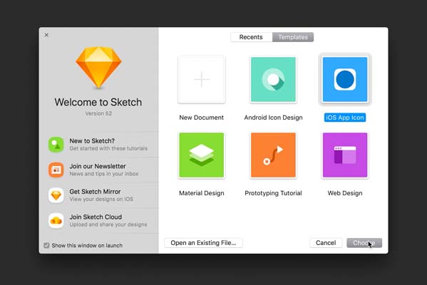 Sketch iOS App Icon Template Window